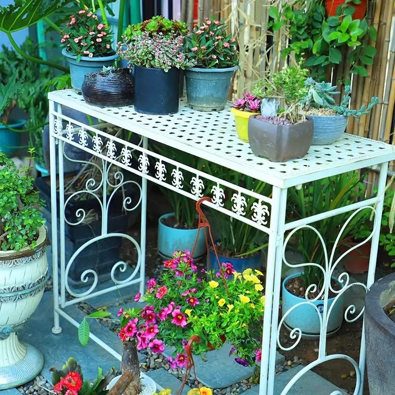 Old, vintage, wrought iron garden, groceries, garden decoration, entryway, flower stand, balcony, outdoor shelf, table, terrace