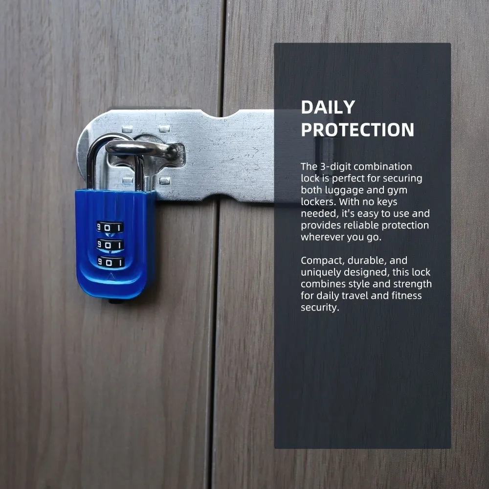 Zinc Alloy 3 Digit Password Lock Anti-theft Secure Suitcase Security Coded Lock Luggage Combination Lock Travel Outdoor Tools