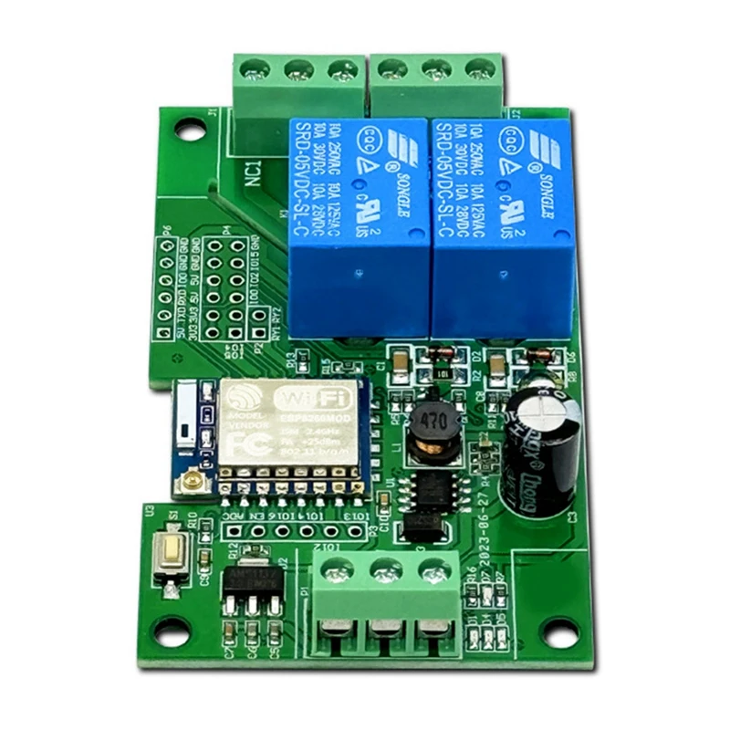 Top ข้อเสนอโมดูลรีเลย์ ESP-07 2 Way WIFI โมดูล 5 V/8-80 V ESP8266 Development Board Secondary Development โมดูล