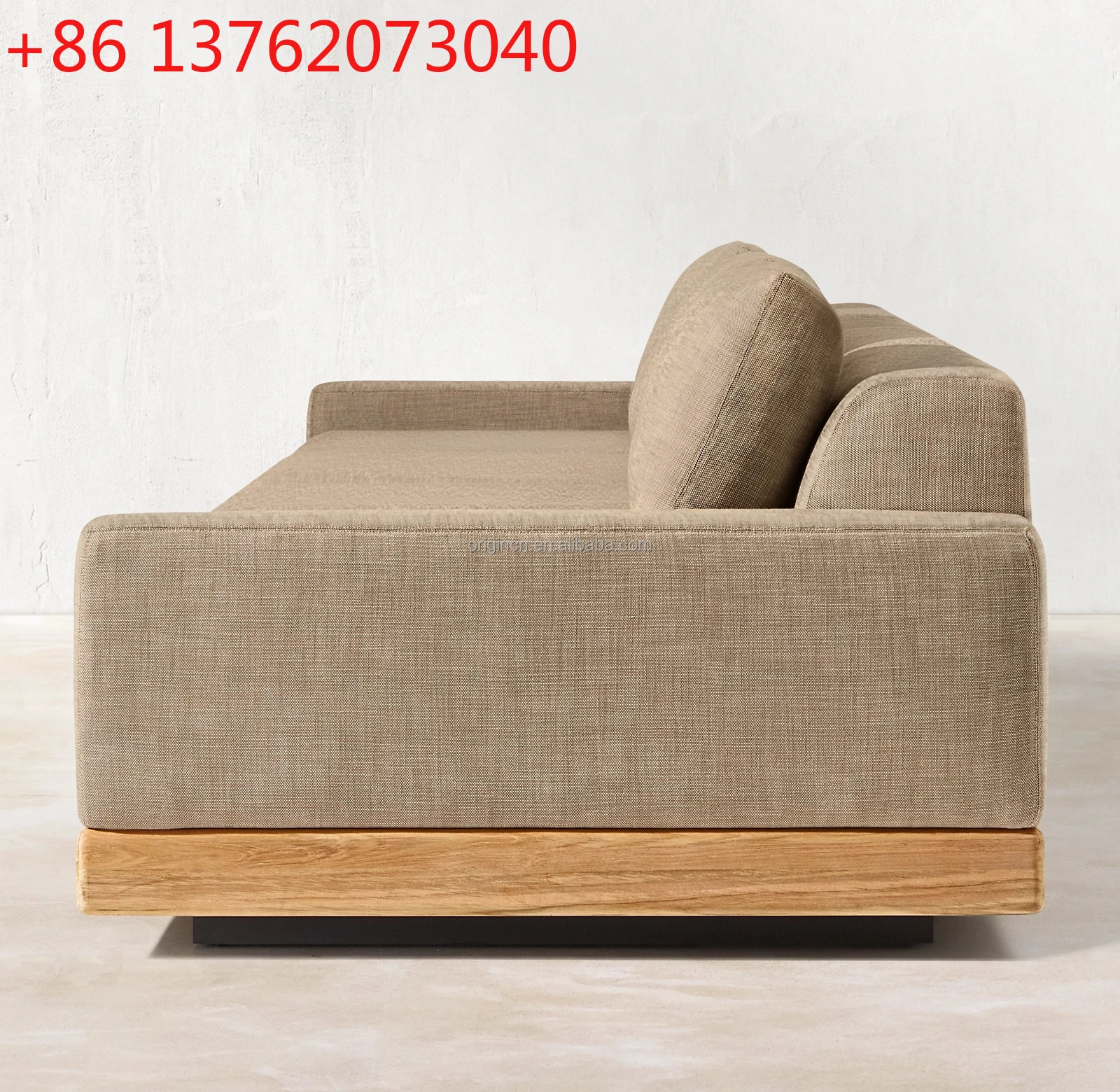 

Luxury Design 4-Piece Outdoor Garden Furniture Couch Sectional Upholstered Teak Wood Sofas