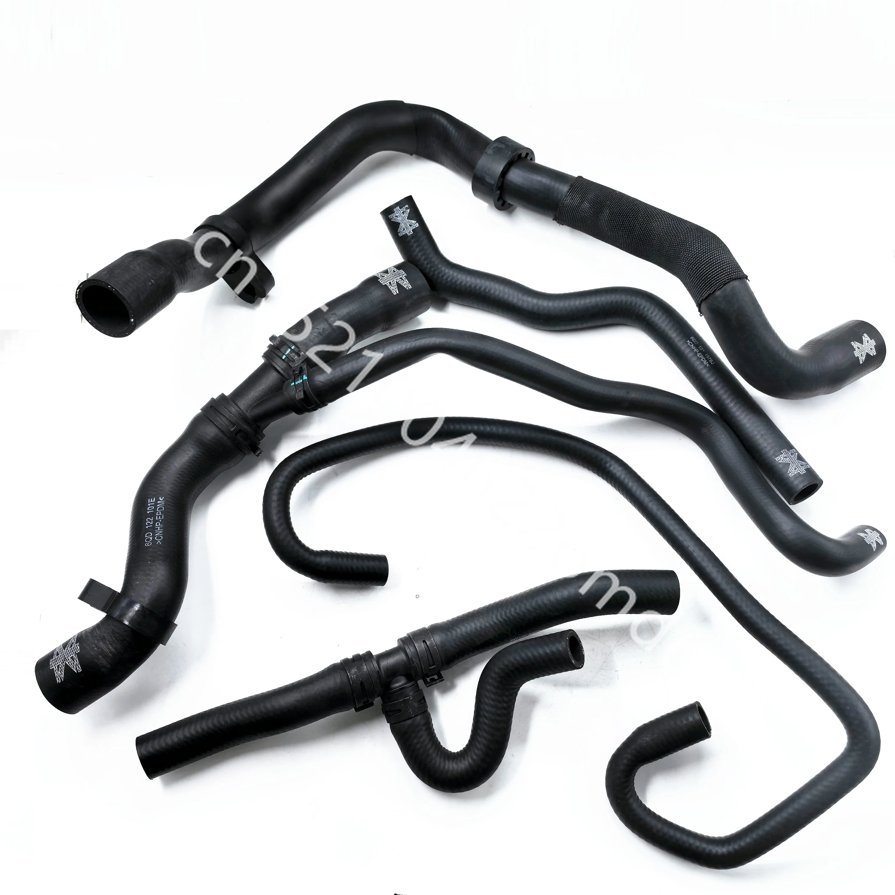 5Pcs Car Engine Cooling System Coolant Hose Set For VW POLO 6R Skoda Fabia 6QD122101E 6Q0122073 6QD121157BJ 6QD122051 6P0121109B