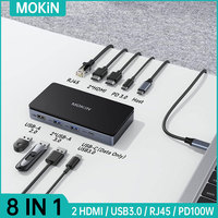 MOKiN USB C Laptop Docking Station 8 in 1 USB C Dock 5Gbps USB 3.0 Gigabit Ethernet 100W PD Adapter,for Dell/HP/MacBook Laptops