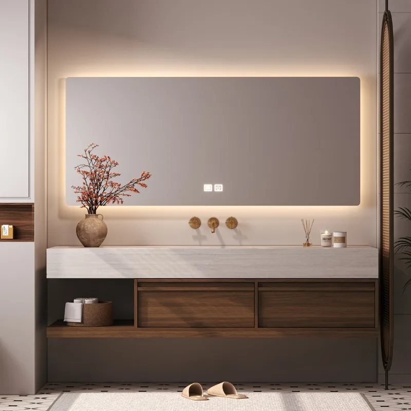 

Шкаф для ванной комнаты Коричневый Европейский умный зеркальный шкаф с узким пространством