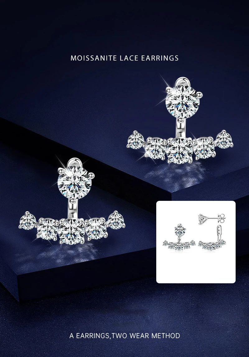 

Women's Full D Color Moissanite Stud Earrings S925 Silver Diamond Equivalent Pierced Ear Fine Jewelry