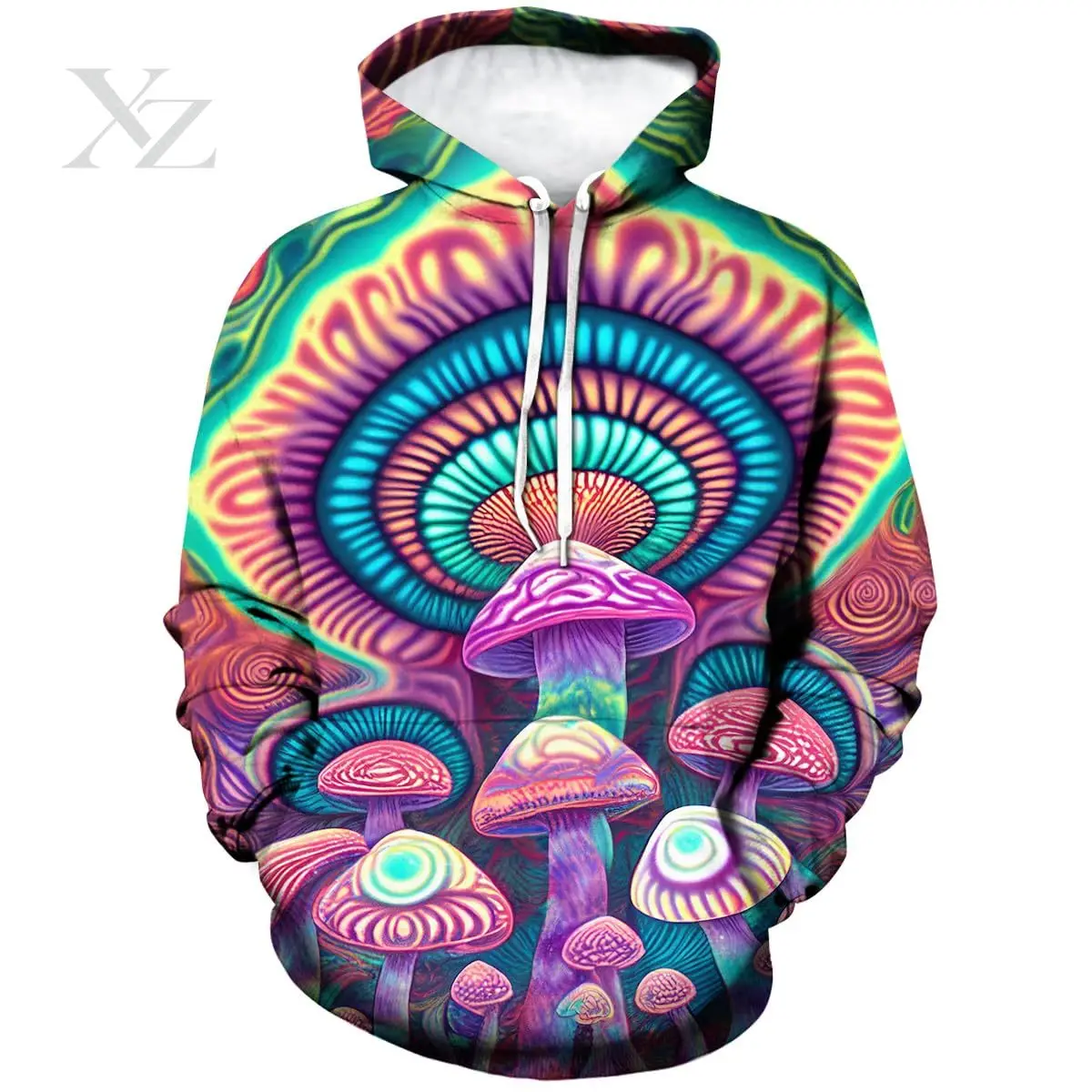 High Quality Men's Women's Oversized Unisex Pullover Hoodie Abstract Colorful Mushroom Art 3D Print Sweatshirt Fungi Graphic