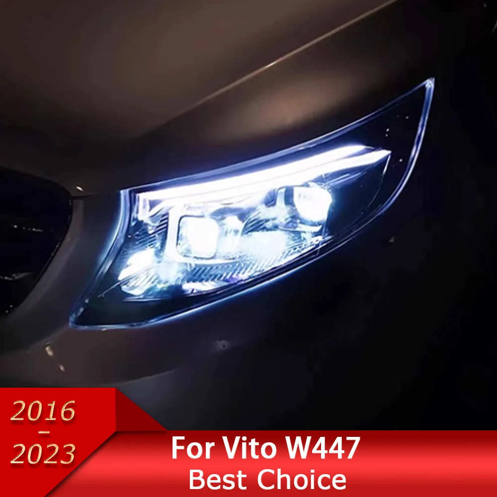 

Автомобильные фары для Vito 2016-2023 W447 Metris светодиодный, автомобильная фара в сборе, обновление 2024, стильный дизайн, сигнальная лампа LHD RHD, аксессуары