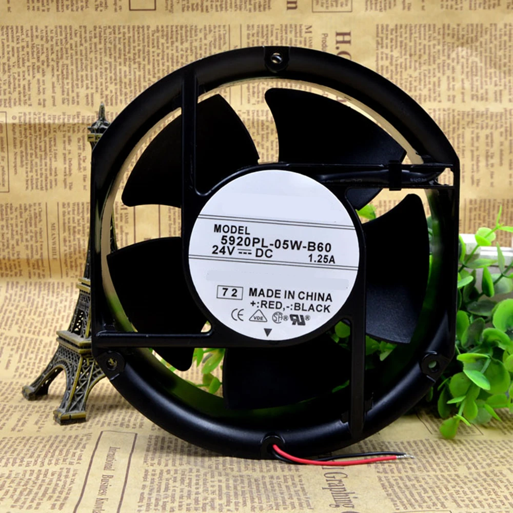 

Cooling Fan 5920PL-05W-B60 DC 24V 1.25A 19.0W 3500 RPM 17251 172x150x51mm 2-Wire