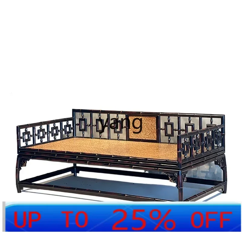 LHMing-style Arhat bed handmade round bamboo antique zen chair Chinese meditation chair classical bamboo couch