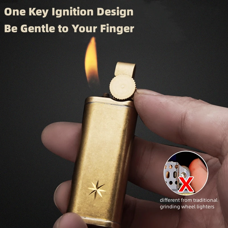 

Original HONEST Full Brass Pipe Lighters Flint Oblique Fire Inflatable Gas High Quality Lighters Smoking Accessories Man Gifts