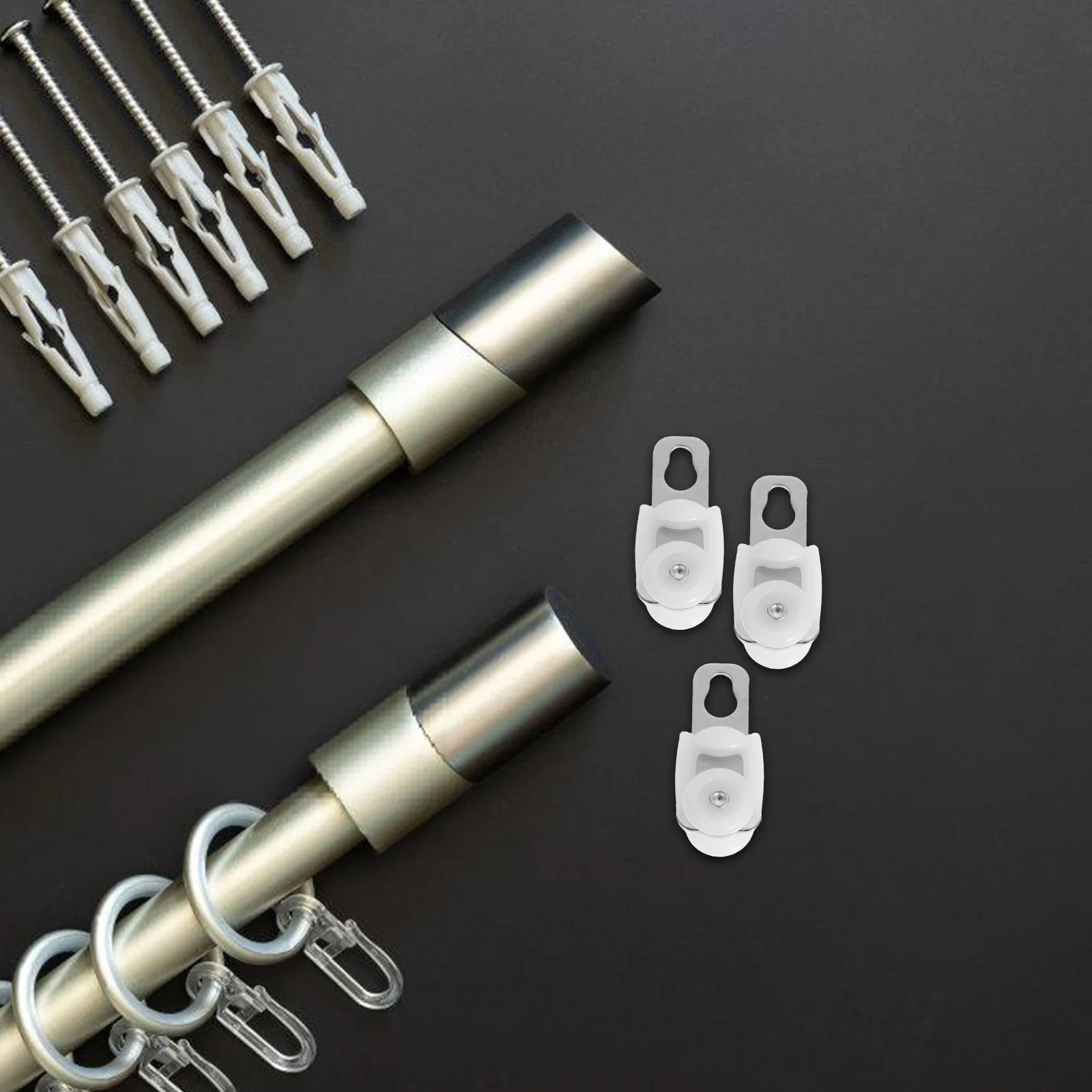 

20pcs Curtain Track Pulley Heavy Duty Stainless Steel Silent Gliders Square Rail Hooks Sliding Rollers Window Decor Hardware