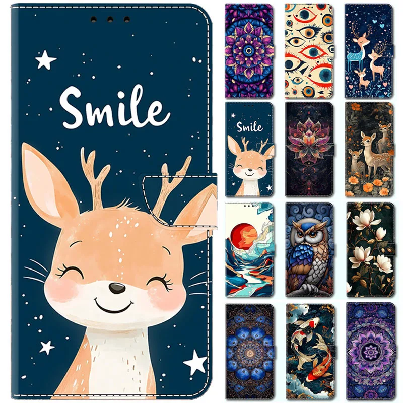 Funda de cuero tipo cartera Smile Deer para Samsung Galaxy A01 A02S A20S A10 A10S A3 A5 A7 A6 A8 2016 2017 2018