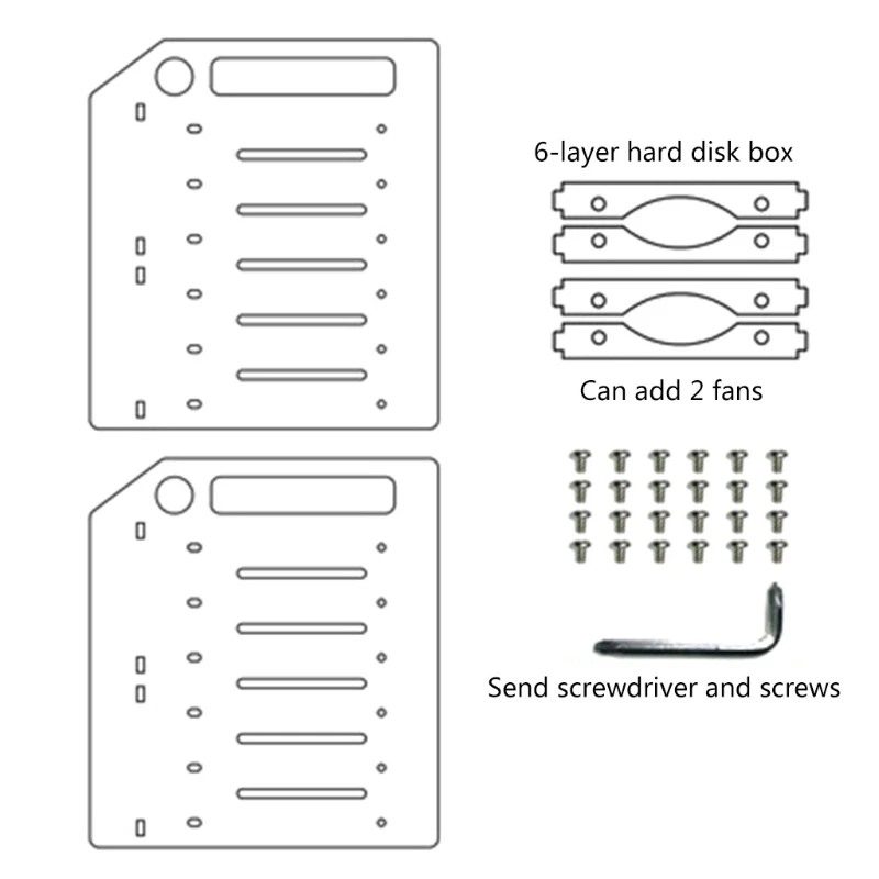 Hard Drive Bracket for 3.5in HDD SSD DIY Storage Acrylic Rack Shelf Cooling Fan