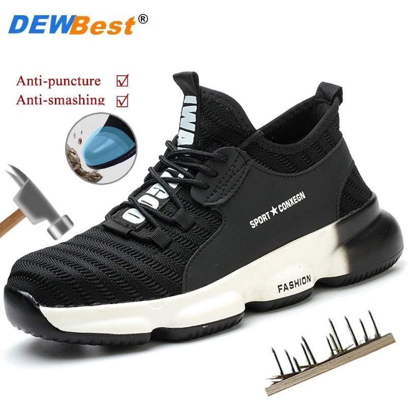 Breathable work shoes safety shoes steel head anti-smash anti-puncture wear-resistant protective men's shoes wholesale