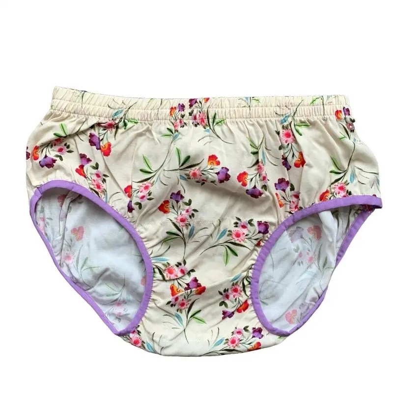 Man Cotton Floral Print Briefs Sissy Crossdressing Elastic Waist Soft Breathable Sexy Lingerie Private Party BF Couple Underwear