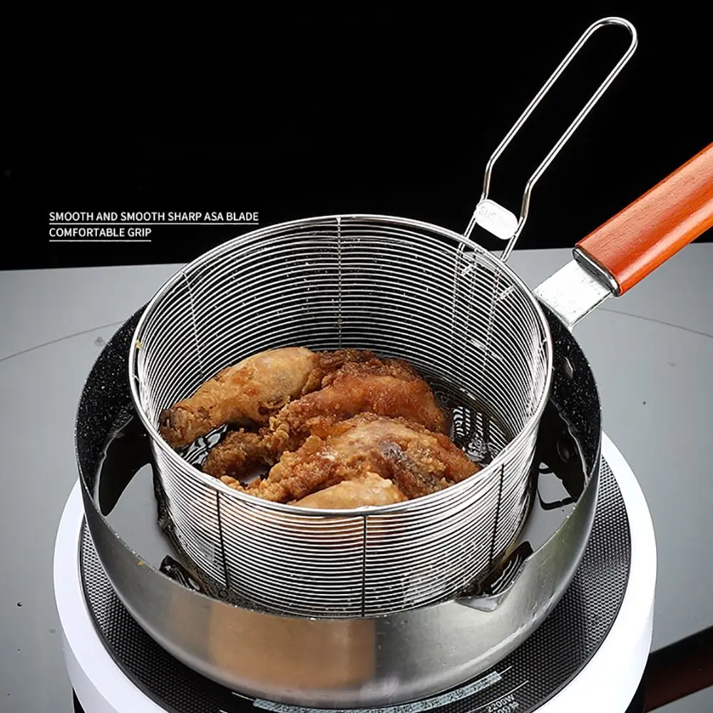 Mini Chips Frying Basket Strainer Mesh 304 Stainless Steel French Chip Filter Fryer Serving Basket for Dumplings French Fries