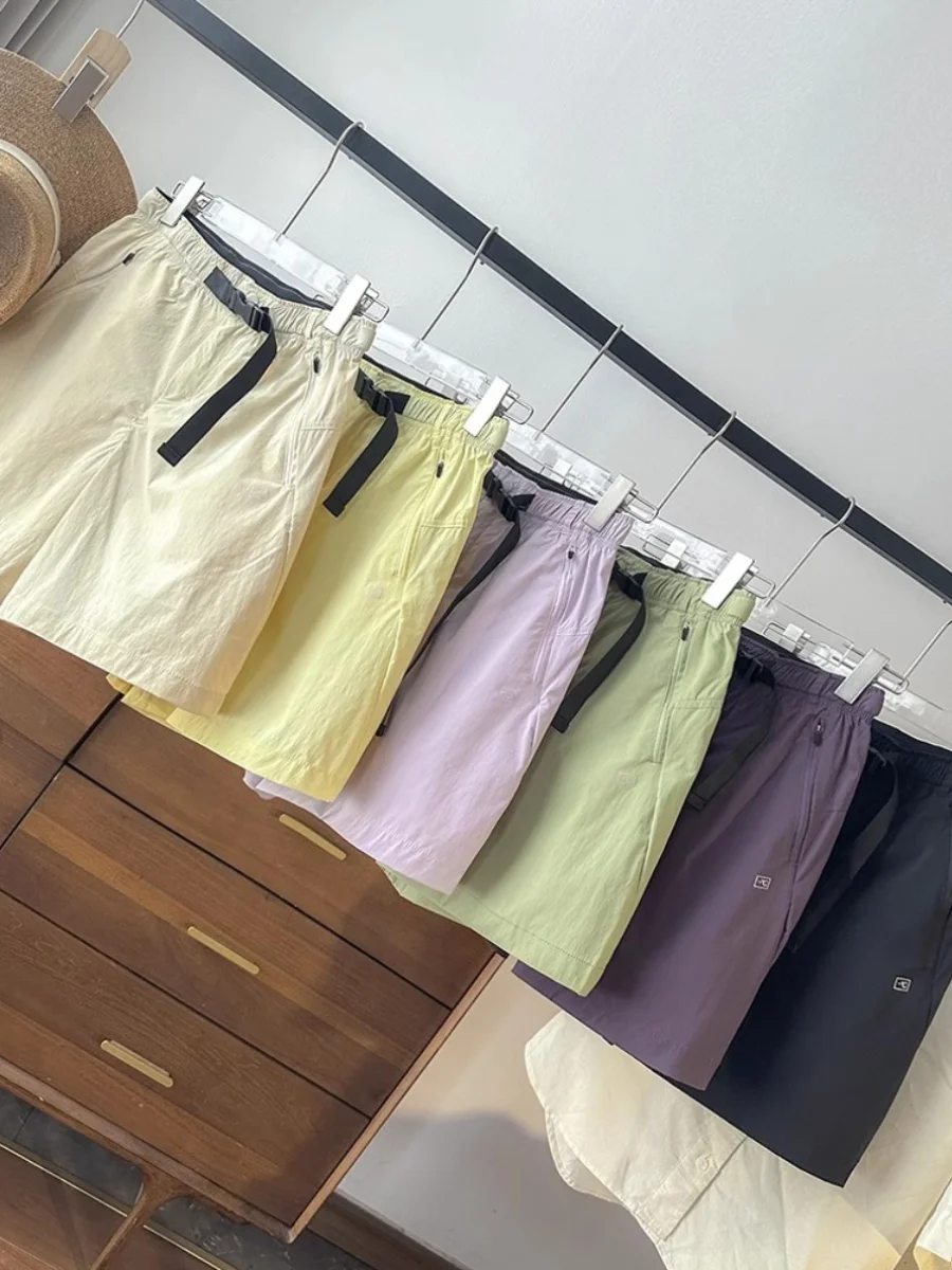 High Waist Workwear Shorts with Belt Buckle Outdoor Sun Protection Moisture Absorbent Quick Dry Utility Pants for Women