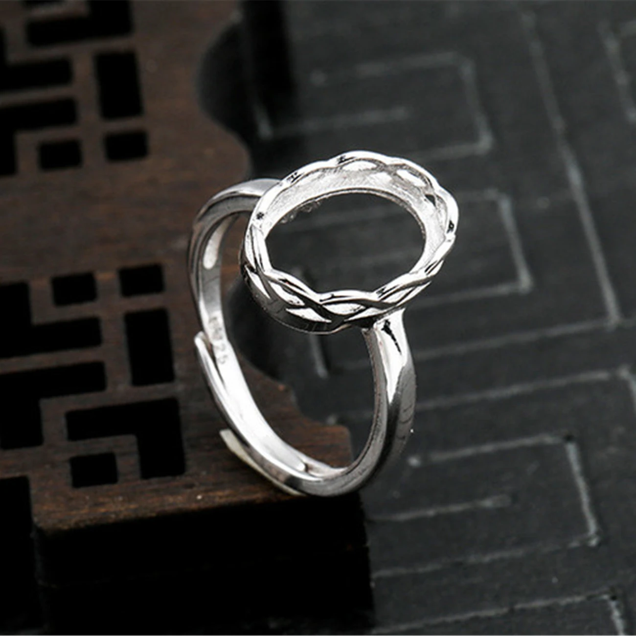 Adjustable Ring Blank (8x12mm Oval Blank) 925 Silver Ring Base Oval Cabochon Ring Setting R1390B