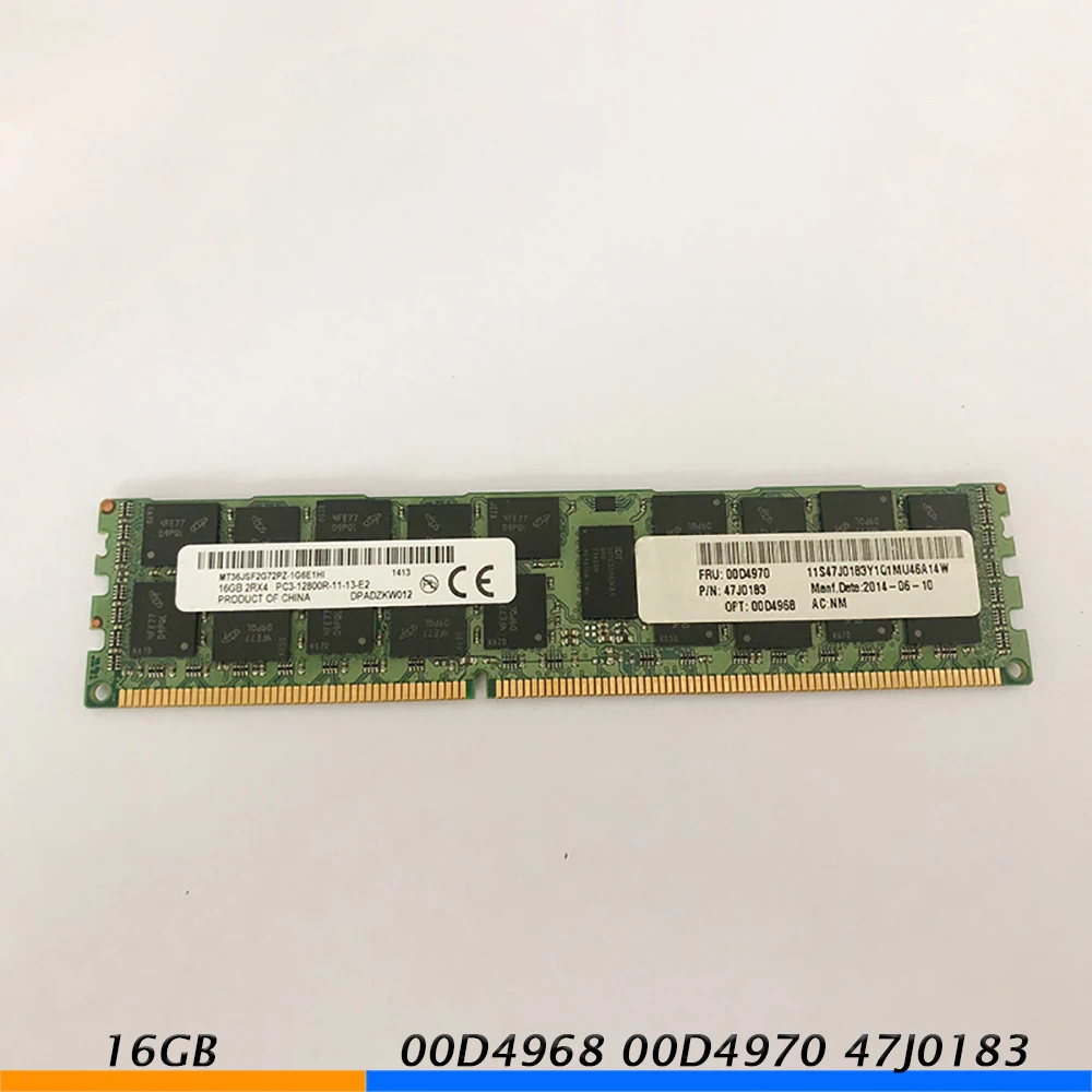 1 PCS RAM 00D4968 00D4970 47J0183 16GB 2RX4 PC3-12800R DDR3 1600Mhz X3300 X3500 X3550 M4