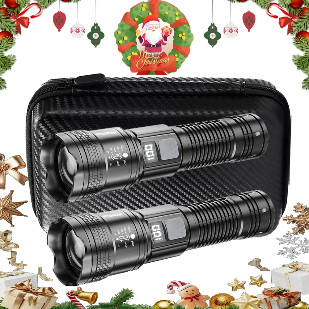 Potente linterna LED, linterna recargable por USB, luces con Zoom telescópico, luz portátil superbrillante, lámpara para senderismo y acampada al aire libre