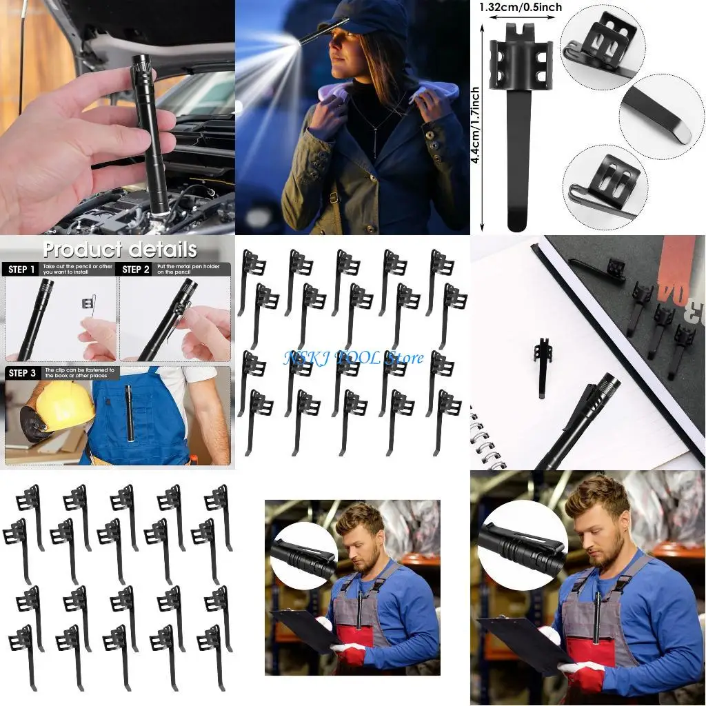 

L8RC 20 Pack Metal Light Clamps for Penlights and Torches Secure Mounting Permanent