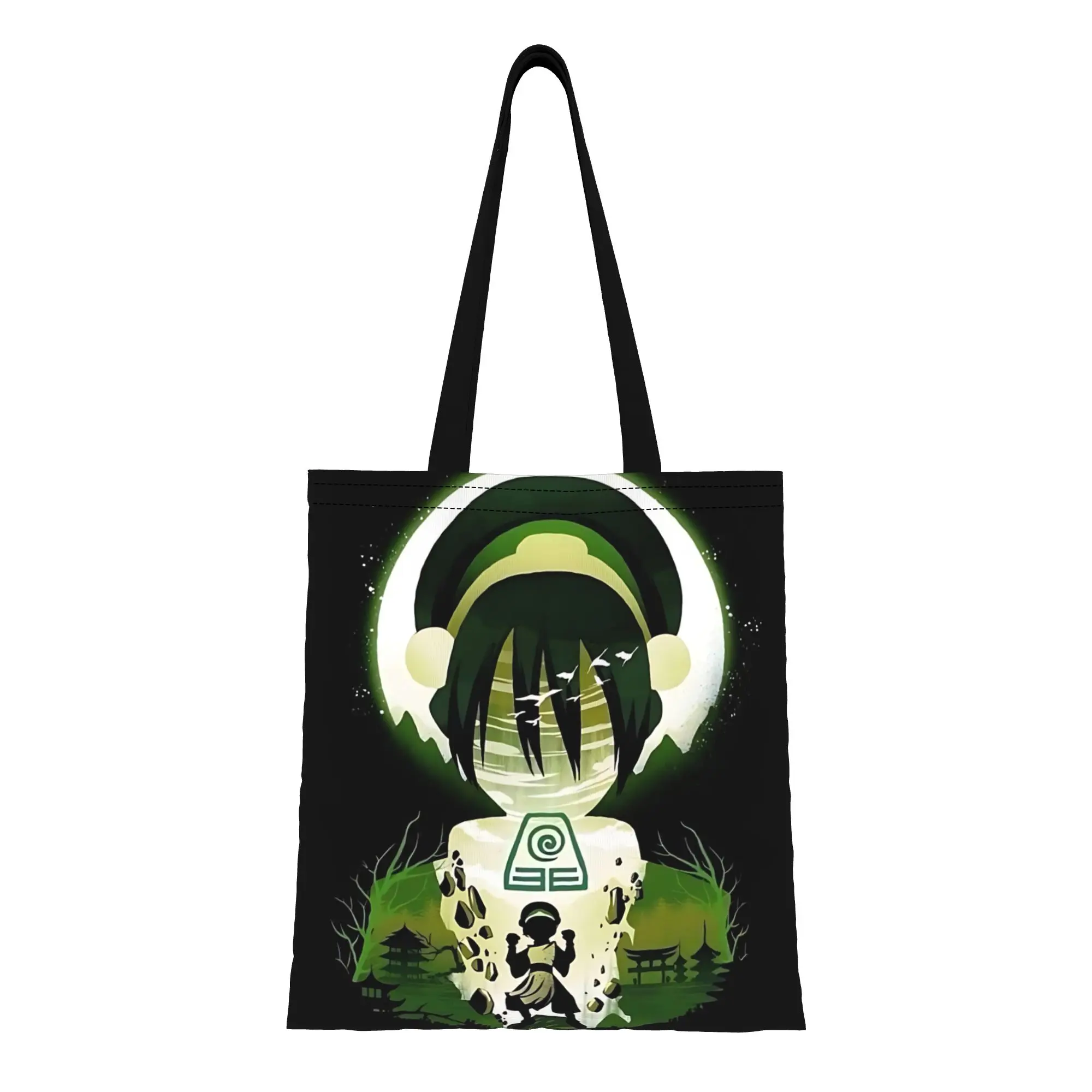 

1PC Large Capacity Toph’s Ability Avatar The Last Airbender Canvas Tote Bag Foldable Chic Pattern No Closed Design