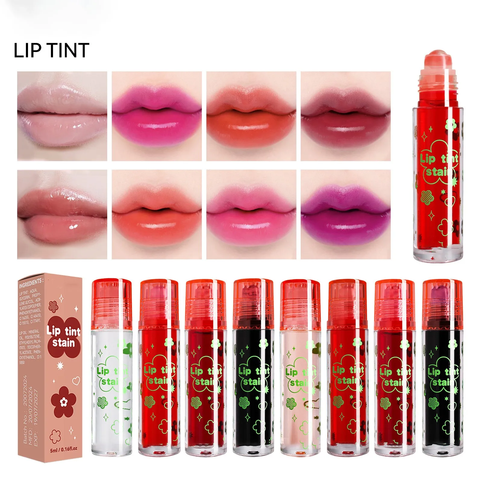 Fresh Fruit Roll-on Lip Balm Makeup Moisturizing Clear Grape Transparent Lip Oil Long Lasting Hydrating Lipstick Gloss Cosmetics