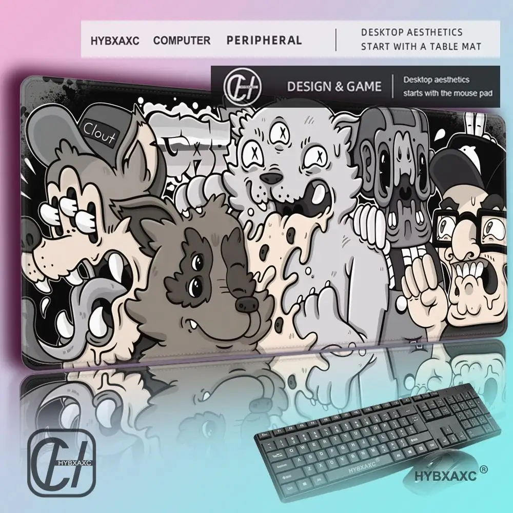 

HYBXAXC Dark Abstract Dark Graffiti Mouse Pad Custom Size Pattern Texture Game Computer Table Mat Boys Bedroom Decoration
