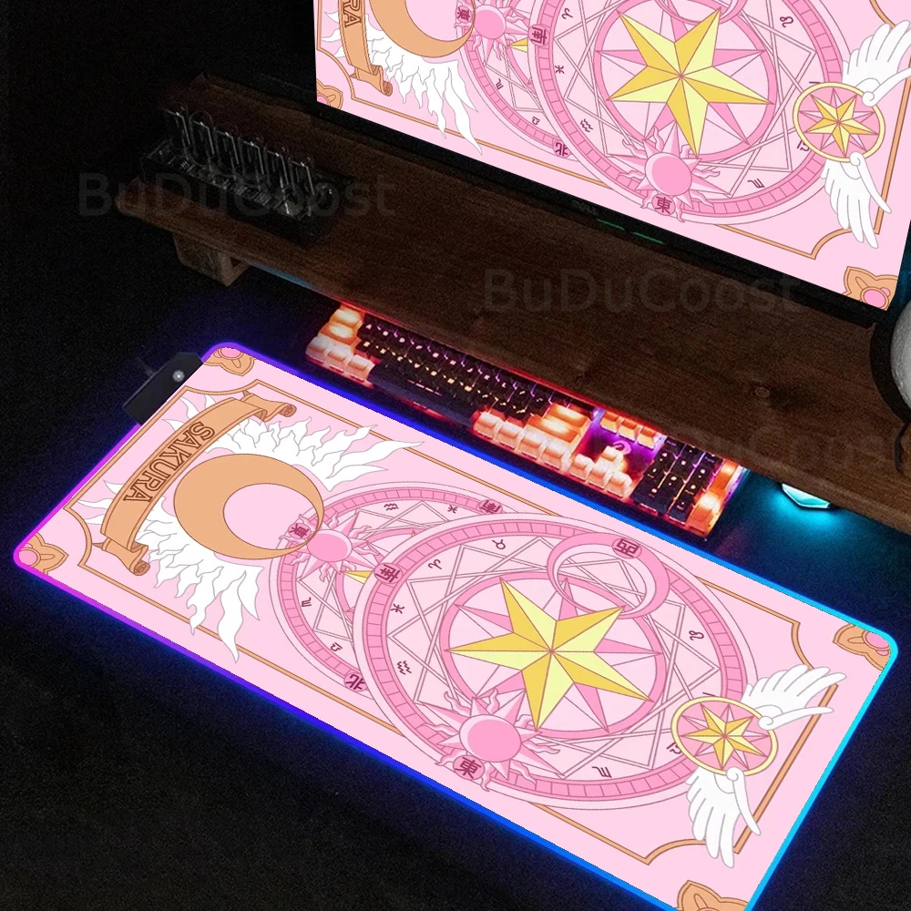 Sakura Cardcaptor variedad Sakura Anime impresión de alta definición tamaño XXL alfombrilla de ratón RGB retroiluminación Accesorios de ordenador alfombrilla de ratón