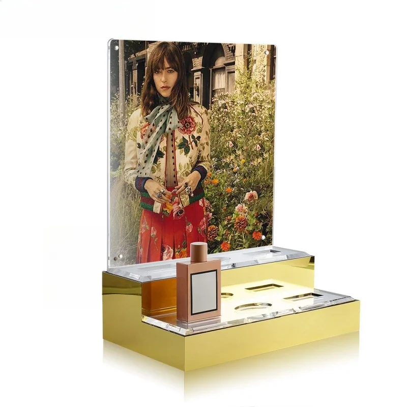 

Acrylic display cosmetics combination LED light background perfume display rack