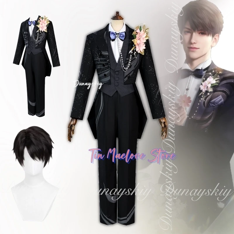 

Игра «Любовь и глубокое пространство» Caleb Cosplay Newly Appointed Ship Commander с черным костюмом с черным париком Косплей コス Ctrl Full Of Suit