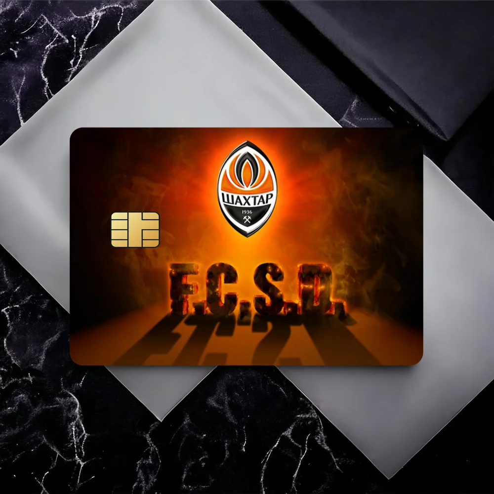 S-Shakhtar D-Donetsk Logo Bank Credit Cards Bus Pass Stickers Cool Decoration Waterproof 4PCS Card