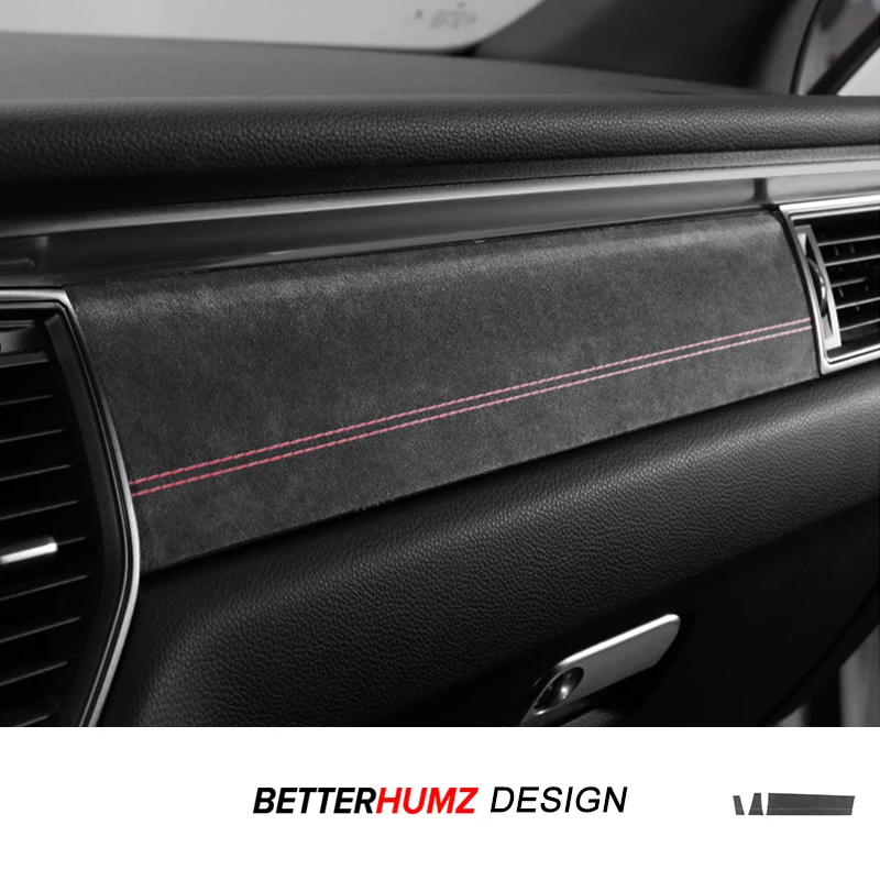 Für Porsche Macan 2014–2024, hergestellt aus Alcantara/Kohlefaser-Leder, Armaturenbrett-Instrumentenverkleidung, Aufkleber, Auto-Innenzubehör
