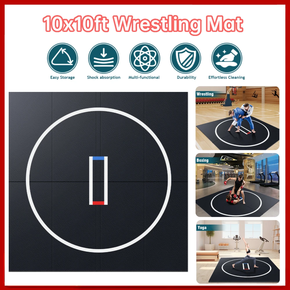 

Складной мат для борьбы 10x10 футов, толщиной 1,2 дюйма, из XPE, для йоги, грэпплинга, единоборств, бокса, дзюдо, с рулонным механизмом складывания, для дома/спортзала