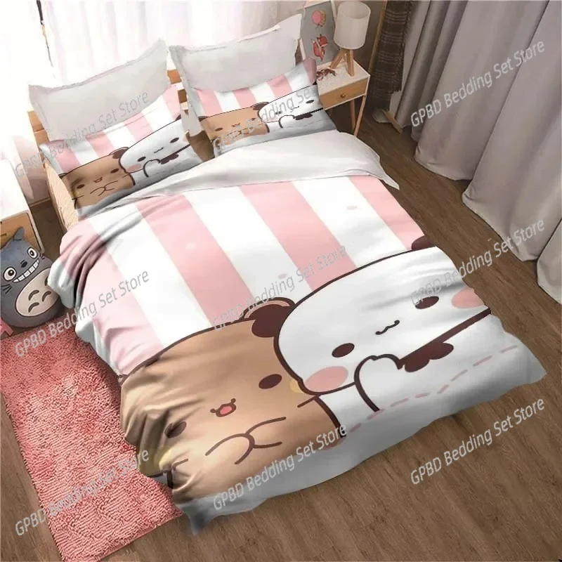 

Bubu Dudu Cartoon Cute Bear Kawaii Comfortable Duvet Quilt Cover Pillowcase Bedding Set Children Bedroom Decoration Home Textile