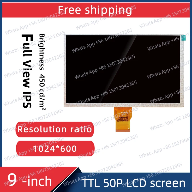 

9-inch 50P SH090JGI50 SH090JGI60 1024 * 600 full view IPS450 high brightness outdoor wide temperature LCD display screen