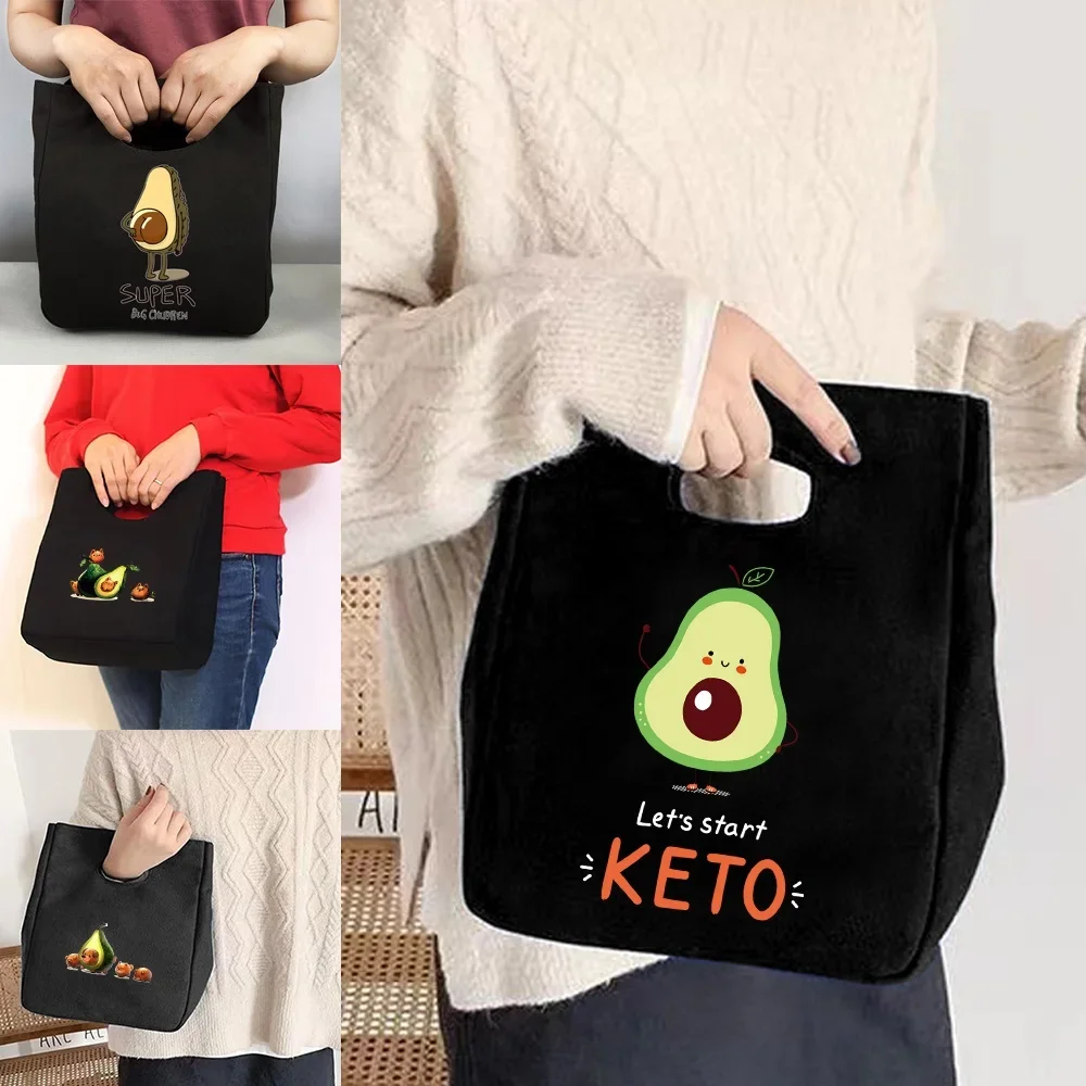 Canvas Tote Portable Thermal Lunch Bag,Eco Storage Shopper Bags,2023 new Women Avocado Print,for Picnics,school,office  Bag