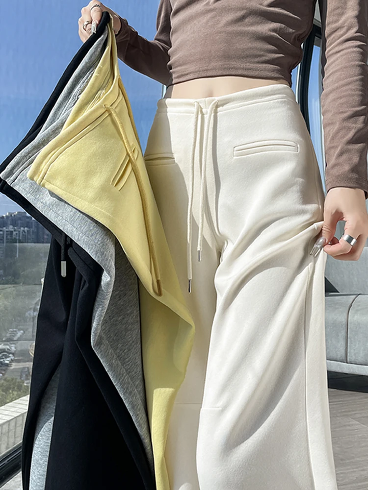 

Американские женские леггинсы-джеггинсы с высокой талией и широкими штанинами, весна-осень, из воздухопроницаемого хлопка и ледяного шелка, расклешенные, облегающие, в пол