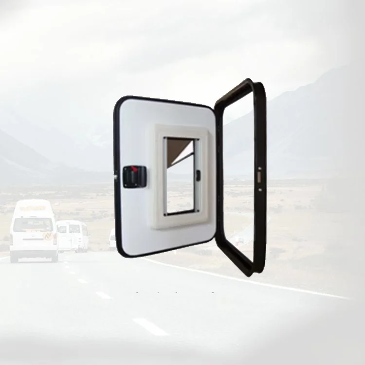 Prezzo di fabbrica Nuovissimo telaio per porta nero in lega di alluminio Pannello per porta bianco RV con porta a goccia per finestra push-out