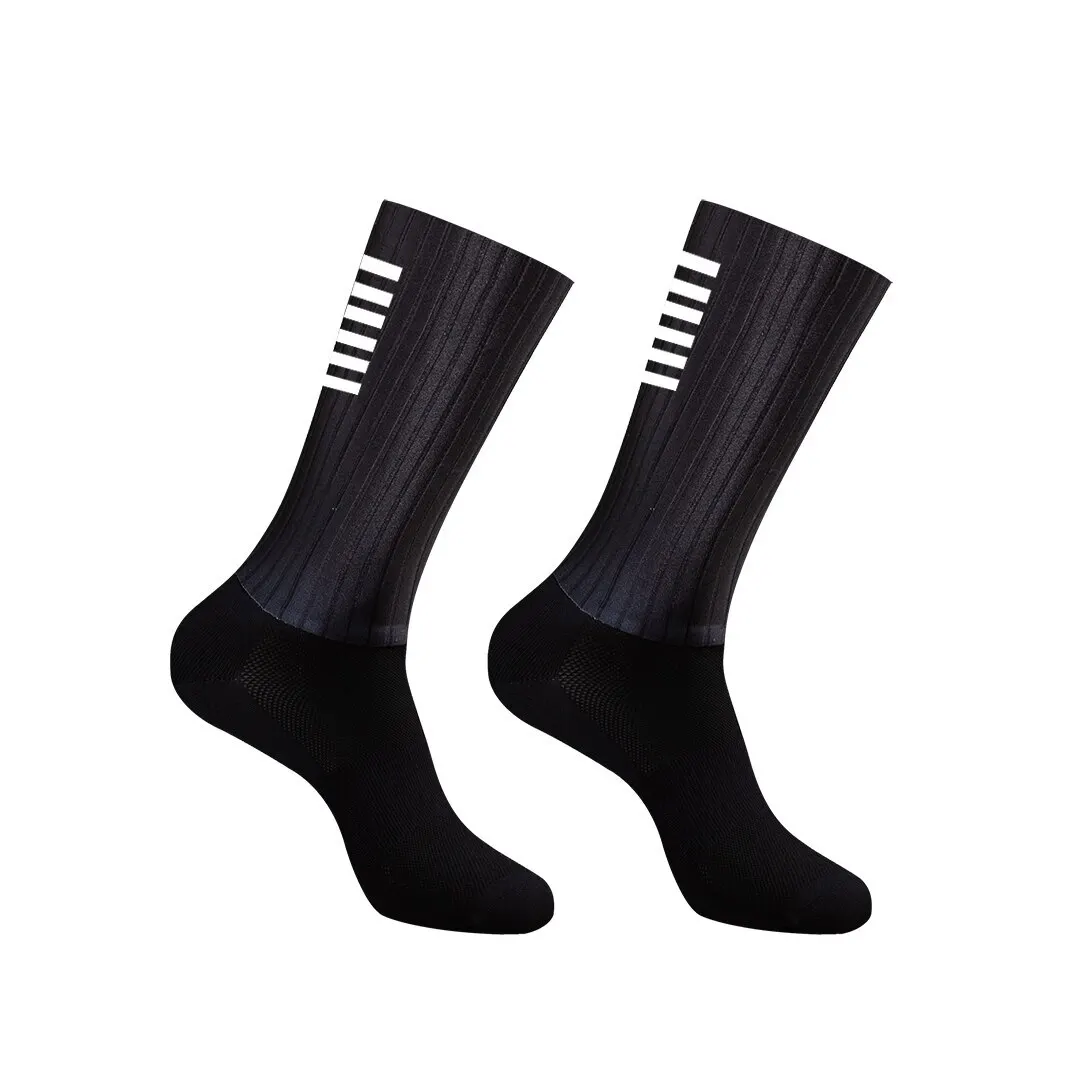 Calcetines de ciclismo hasta la rodilla para hombre, medias antideslizantes de silicona Aero Whiteline para bicicleta, deporte, correr, 2024