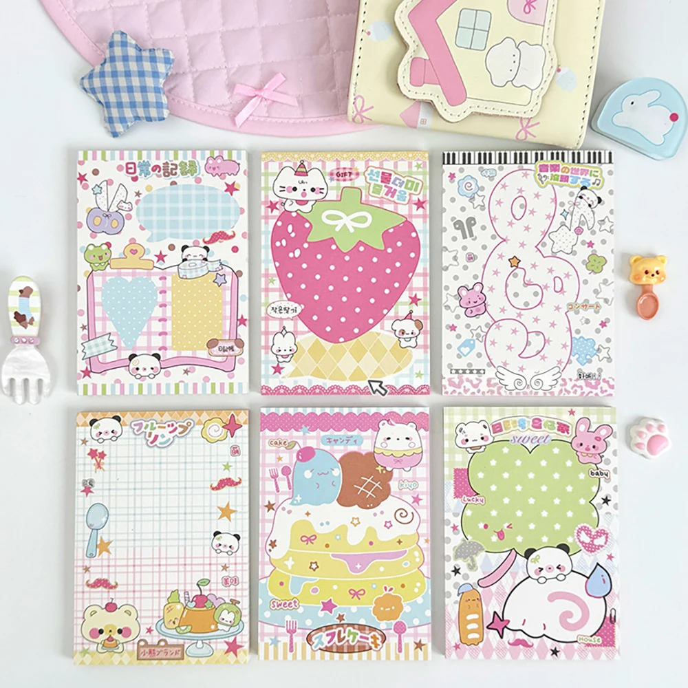 3PCS Cartoon Kitten Memo, Cute and High Beauty Message Notebook, Student Account Decoration Material，Multiple Patterns