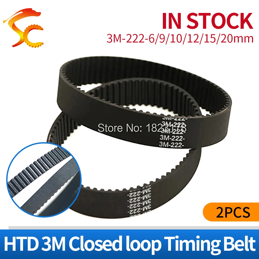 

2PCS/LOT HTD3M Belt 3M 222 length 222mm Teeth 74 closed loop rubber Drive Belt width 6mm/9mm/10mm/12mm/15mm/20mm 222-3M