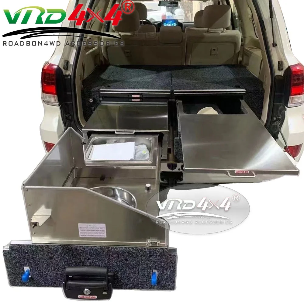 Car AccessoriesLC200 Rear Cargo Storage System 4X4 UTE Drawers Burner Car Build Camping Mobile Kitchen