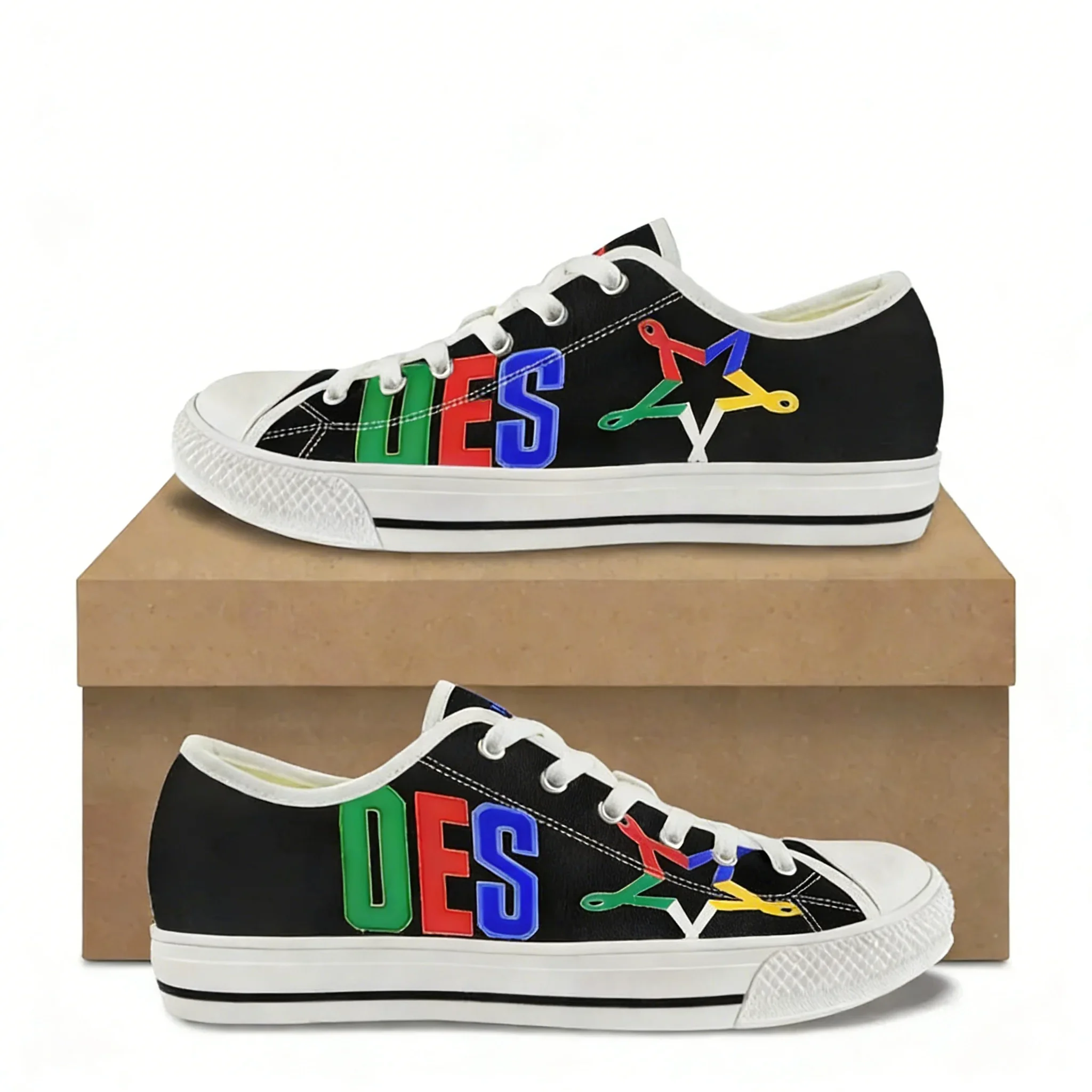 Summer Comfortable Low Top Canvas Shoes for Ladies New Hot Order of The Eastern Star Print OES Casual Vulcanized Sole Sneakers