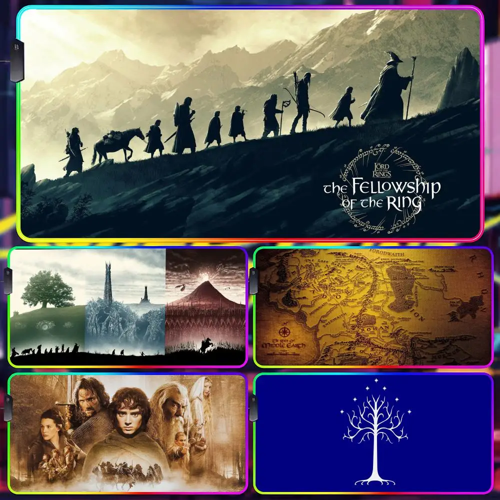 Hot Movie L-lord Of The Rings HD Mouse Pad Gamer Luminescence Led Mouse Pad Gaming Table Rgb Deskmat Keyboard Pc Mousepad