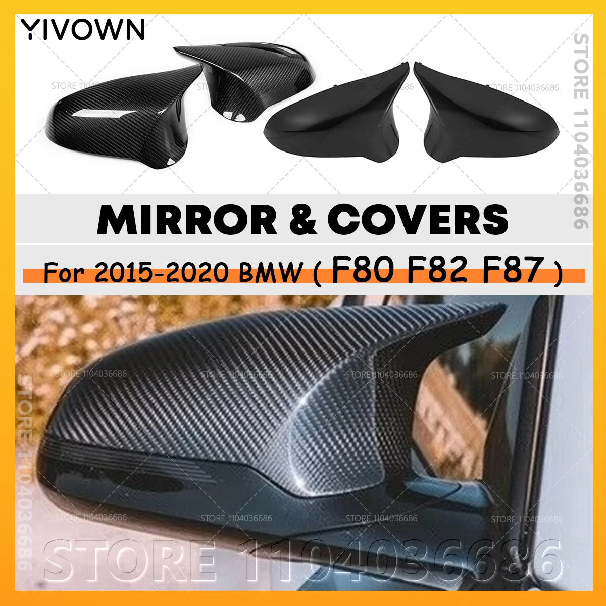 2015-2020年式-bmw-m2-m3-m4-f80-f82-f87用-サイドミラーカバーキャップ-カーボンファイバーまたはグロスブラック-1ペア-51168059547-51168059548