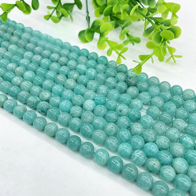 Natural Amazonite Stone Round Bead 6mm 8mm 10mm For Made Bracelet Necklace