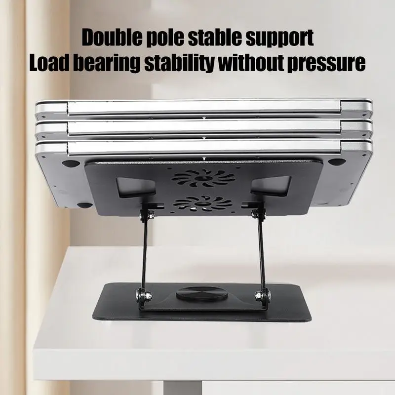 Imagem -04 - Suporte para Laptop 360 Giratório Liga de Alumínio Suporte de Resfriamento para Tablet com Ventilador Dobrável Suporte para Radiador Elevador Antiderrapante para 1117 Tamanhos
