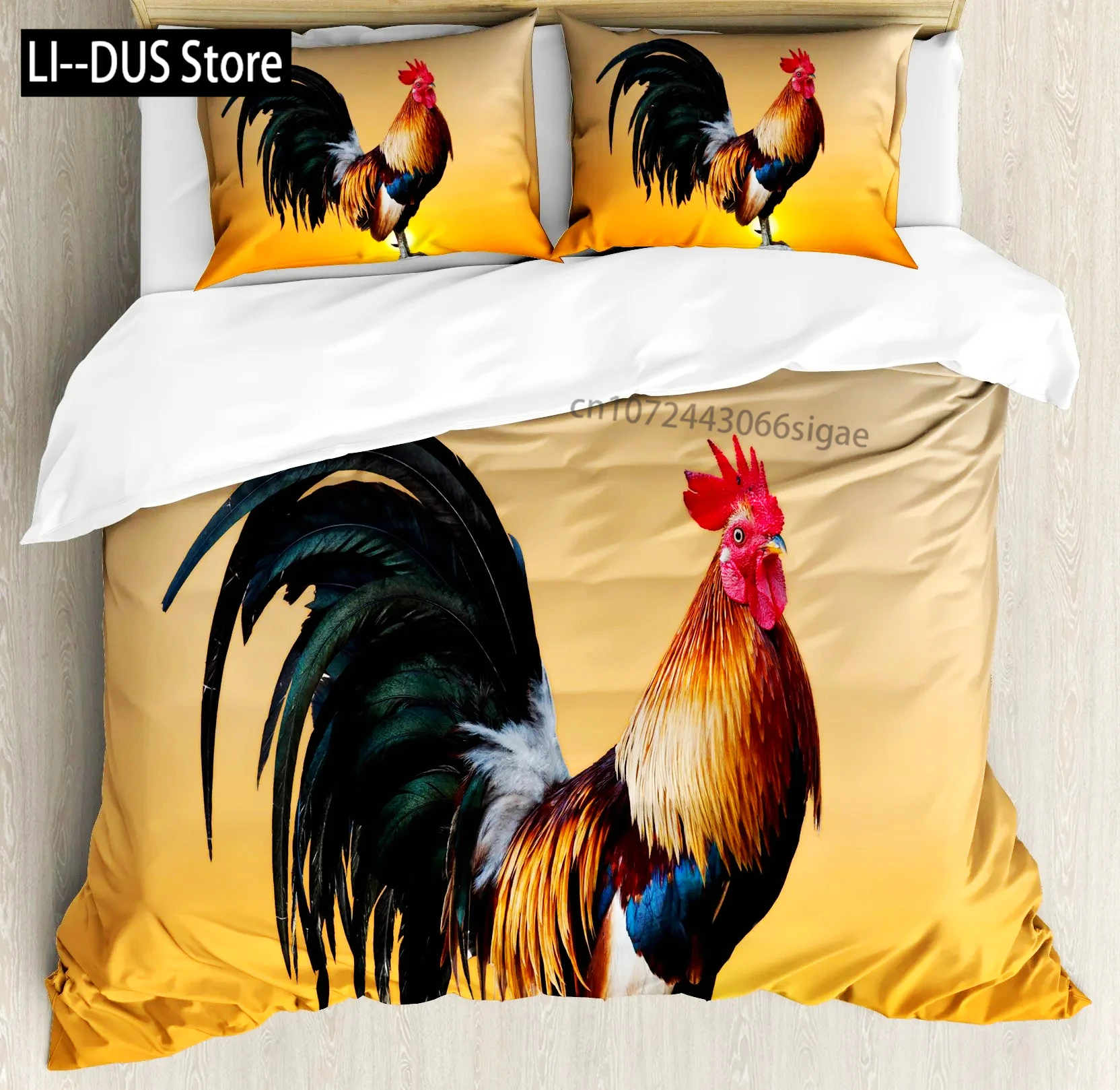 

Hen Rooster Print Bedding Duvet Cover Set Cute Chick Comforter Cover Set For Room Decor Full King Size With Pillow Case 2/3 PCS