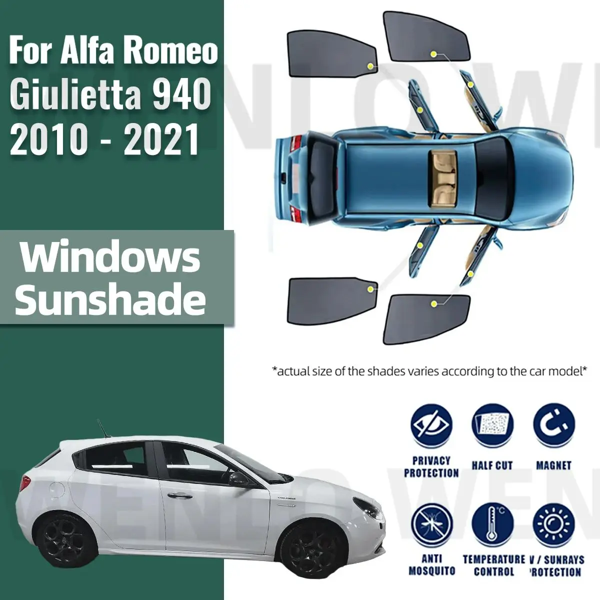 

For ALFA Romeo Giulietta 940 2010-2019 2020 2021 Car Sunshade Magnetic Front Windshield Curtain Rear Side Window Sun Shade Visor