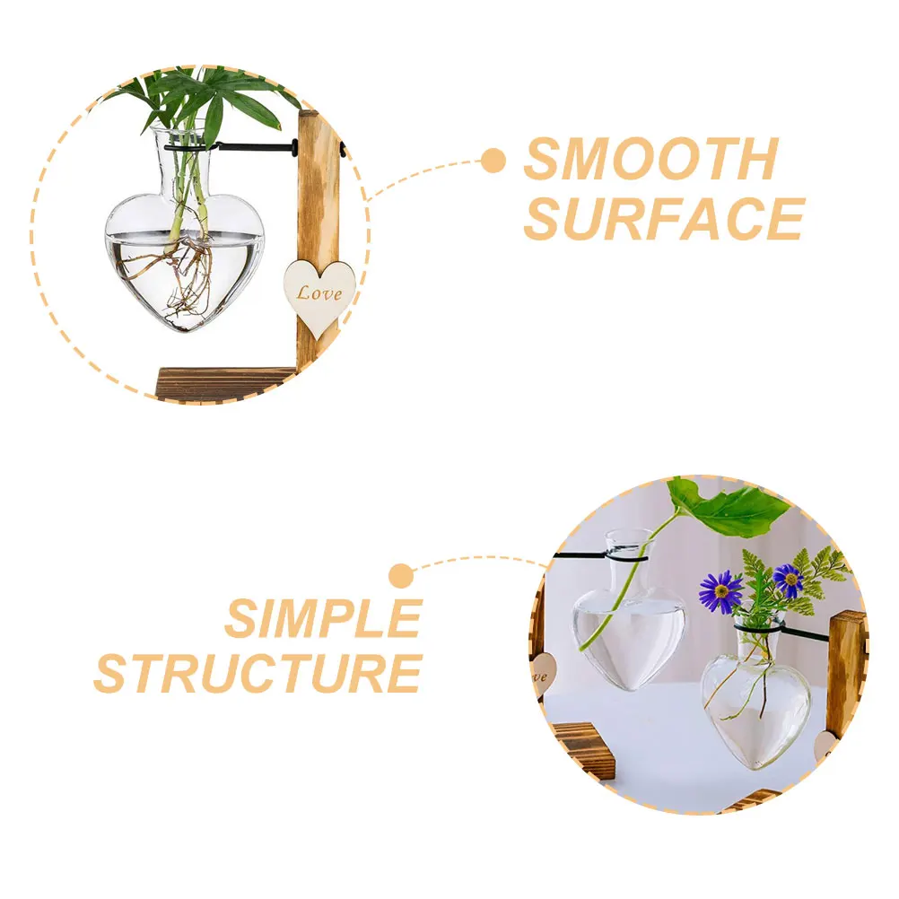 

2Pcs Glass Heart Hydroponic Vase Decorative Flower Plant Holder Creative Planter for Home Office Bedroom Flower Vase